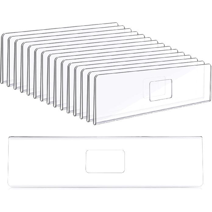 Jetec 15 Pcs 2 x 8 Inch Acrylic Wall Name Plate Holder Clear Plastic Sign Holder Door Name Platel Frame with Adhesive Tape Horizontal Nameplate