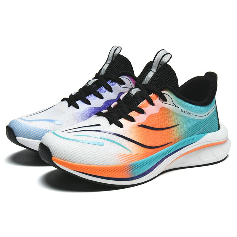 

Autumn and winter red rabbit running shoes shock absorption technology breathable mesh couple sports shoes men s flying electric racing shoes 45