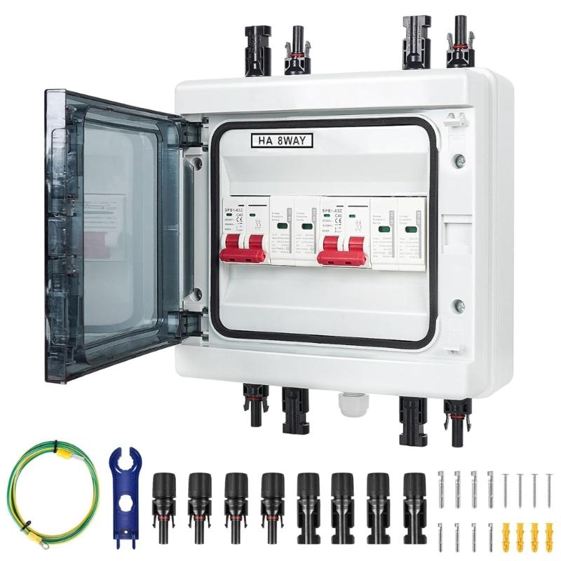 Solar photovoltaic Combiner Box 500V/1000V Waterproof Enclosure With Circuits breaker For Photovoltaic System Install