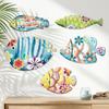 5 Pièces Poisson en Bois Décor Mural Nautique Rustique Suspendu Art Mural Plage Thème Océanique Côtiers Ornements pour Maison de Lac Salle de Bain Chambre