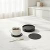 Doppelseitiges Leder-Getränkeuntersetzer-Set Saubere Nähte Hitzebeständige Kaffeetassenunterlage Leicht zu reinigen Holz-Tischzubehör