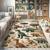 Dinosaur Decorative Rug,Jurassic Scenario Cartoon Animals in Wilderness Cloudy Sunrise Back, Quality Carpet for Bedroom Dorm and