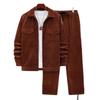 Mens Corduroy Textured Long Sleeve Workwear Jacket Drawstring Casual Pants Set Coffee Blue Black