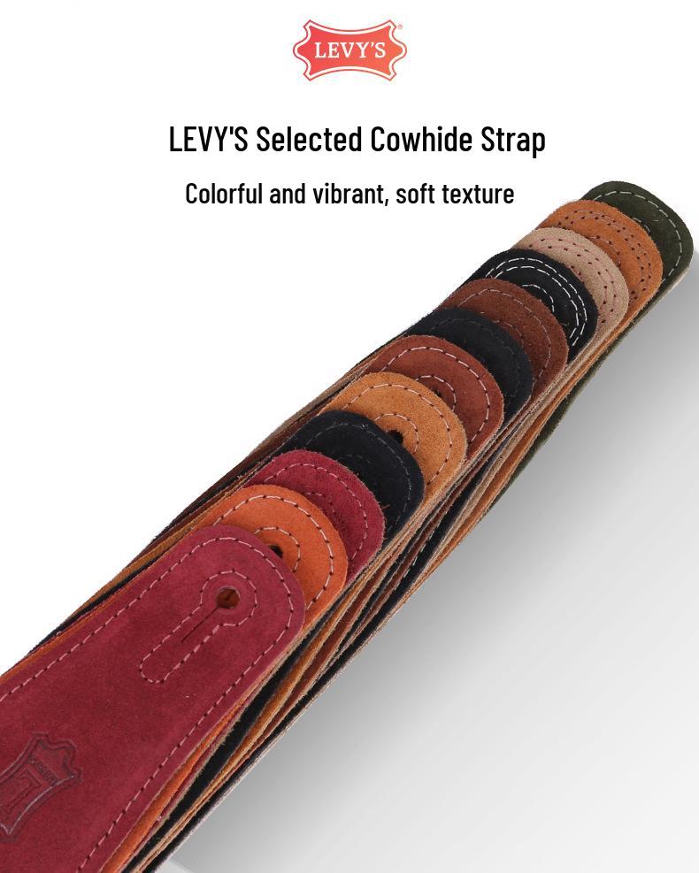 רצועת גיטרה מעור Levy's Li Weisi לגיטרה חשמלית, אקוסטית או בס - MS12/26 רצועת כתף רוק