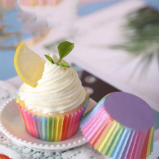 Baking Mold Cake Bottom Tray 100 Pack Cake Paper Tray Colorful Printed Mafen Cup Cake Paper Cup