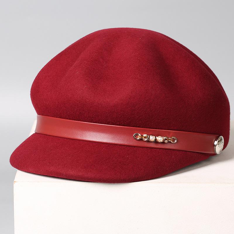 Autumn and Winter New Top Hat Wool Cap Fashionable Elegant Hat Women's Trendy Woolen Hat Fashionable Star Anise Felt Hat
