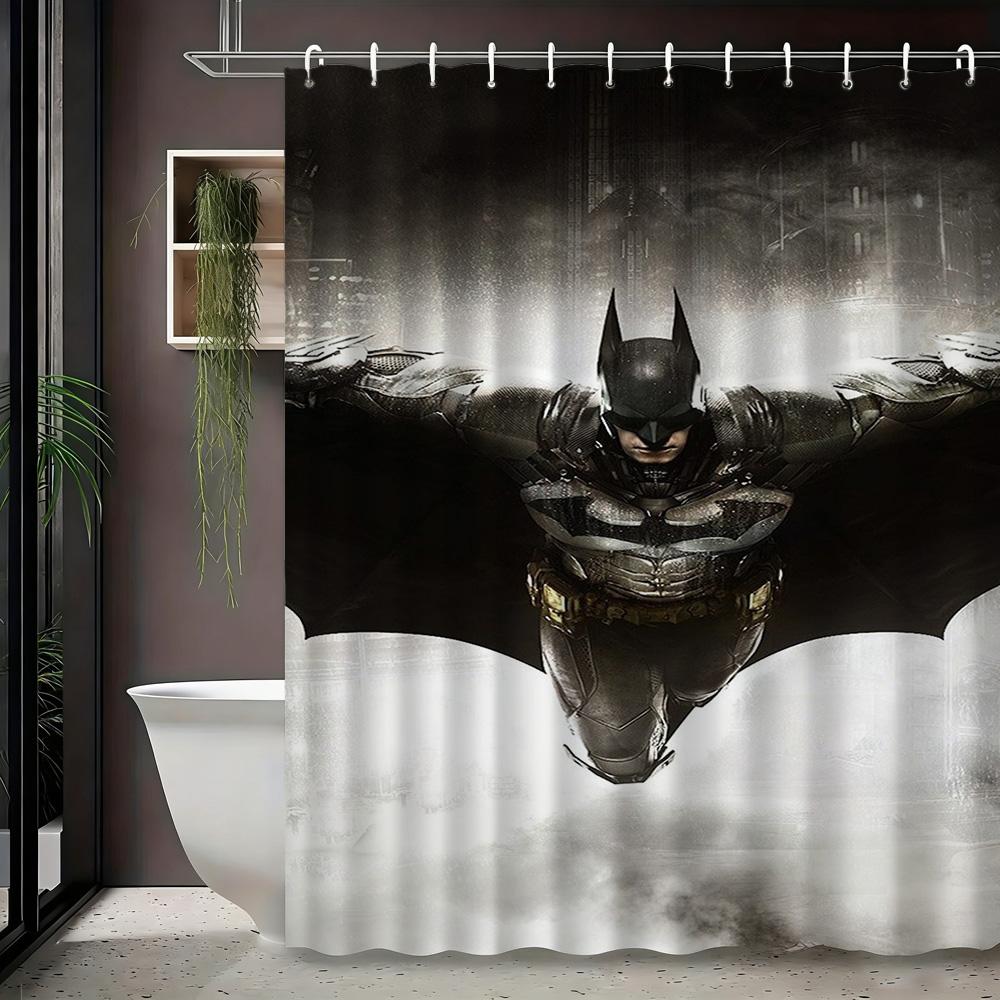 Superman Flying Above Clouds Waterproof Shower Curtain, Superhero Bathroom Decor For Fans