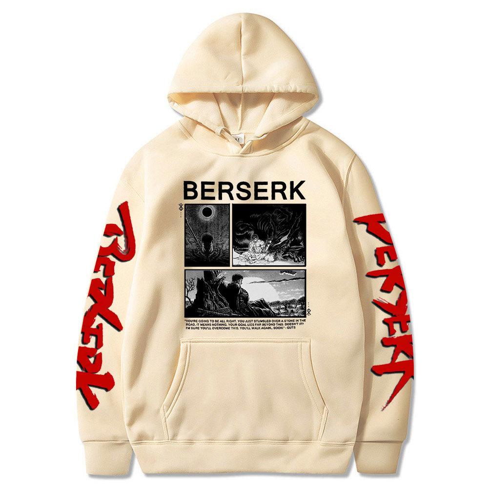 Japanese Anime Berserk Guts Print Manga Hoodie Fashion Autumn Winter Fleece Streetwear Tops