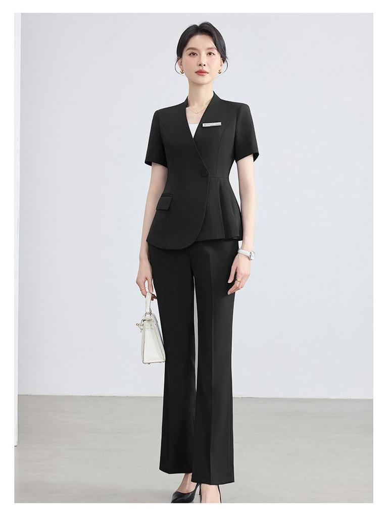 2026 Women's Summer Professional Suit: Short Sleeve Formal Fashion for Hotel Reception and Jewelry Store Workwear
