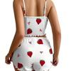 European & American Women's Ribbed Knit Heart Print Camisole and Shorts Set