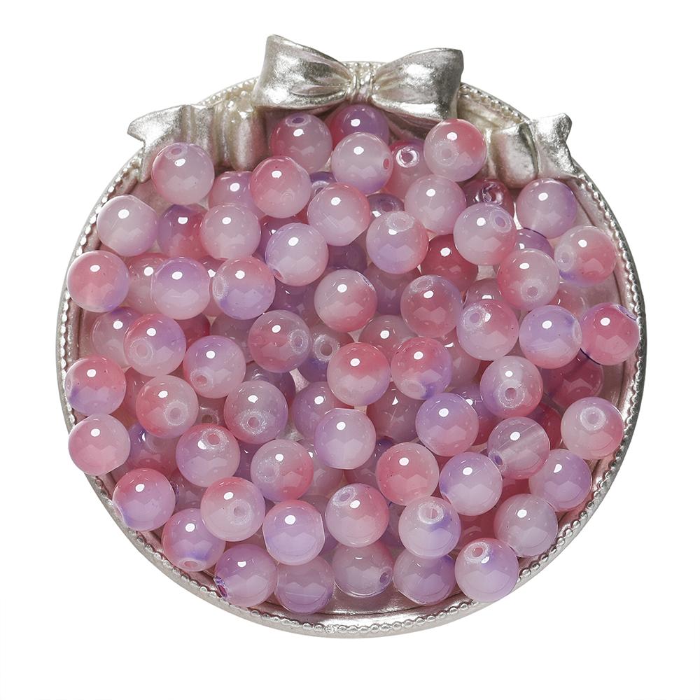50pcs 8/10mm Double Color Jelly Result Round Glass Beads Loose Spacer Beads Pattern for Jewelry Making DIY Bracelet Necklace