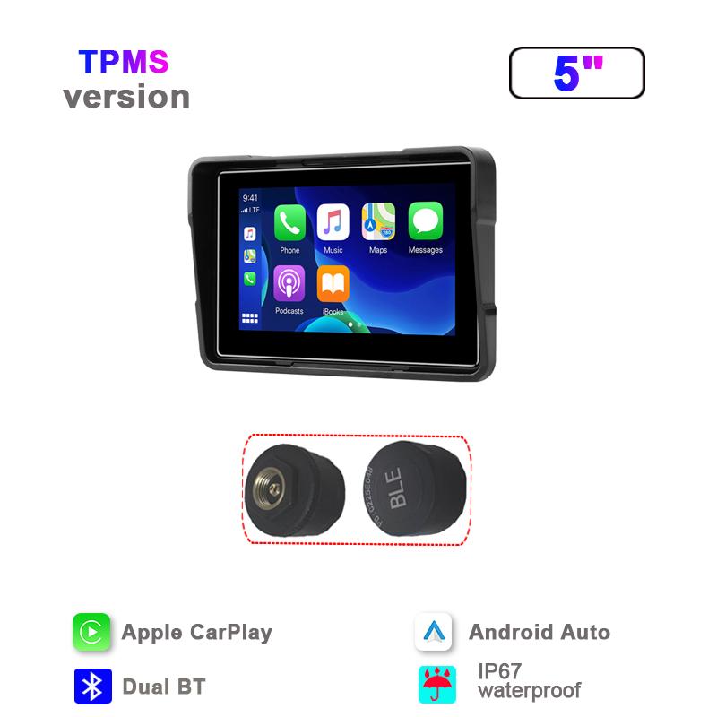 5/6.25 inch TPMS GPS Navigation Motorcycle IPX7 Waterproof Carplay Display Screen Portable Moto Wireless Android Auto Monitor