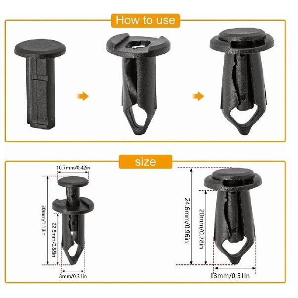 Cache-Moteur Garde-Boue Inférieur Boulons de Carrosserie Clips Écrou en U M6 Pour Toyota