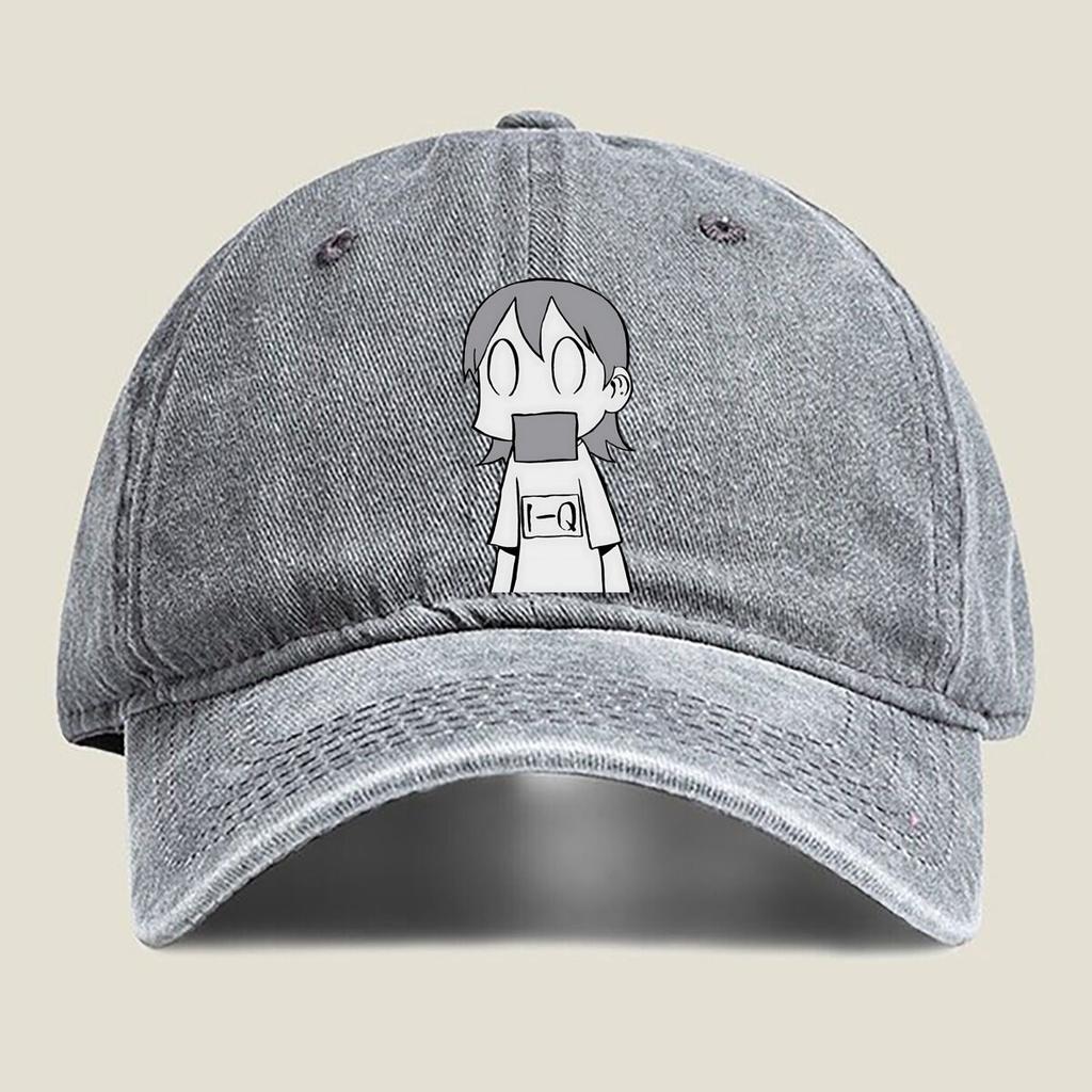 Cartoon Girl with Mask Fashion Washed Baseball Cap Hat Outdoor Activities