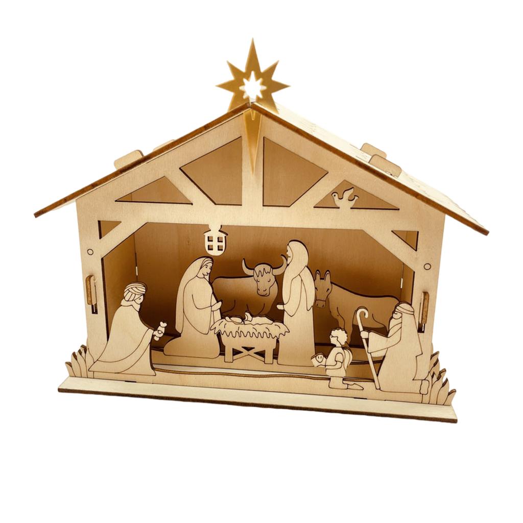 Artistic Wood Moon And Star Display Ornament With LED Light Perfectly For Personalizing Home Decoration