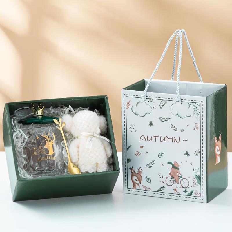 HANDUNYOU Creative Deer Glass Tea Cup Gift Set