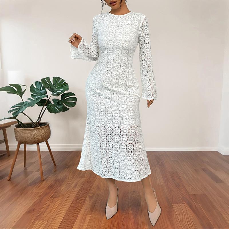 A New Autumn Elegant Lace Figure-hugging Fishtail Dress for Women