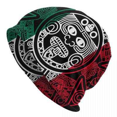 Mexico Aztec Calendar Mexican Flag Bonnet Hats Cool Knit Hat For Women Unisex Autumn Winter Warm Skullies Beanies Caps