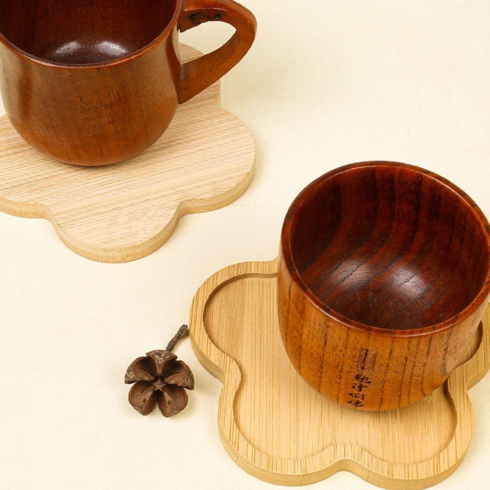 5pcs Creative Bamboo Coasters Heat-resistant Tea Cup Mats Crafts Anti Scalding Pad  Bowl