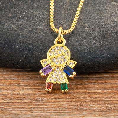 

Nidin New Boy/Girl Pendant Choker Jewelry Zircon Necklaces Accessories For Mom Kids Parent-child Anniversary Gifts Wholesale