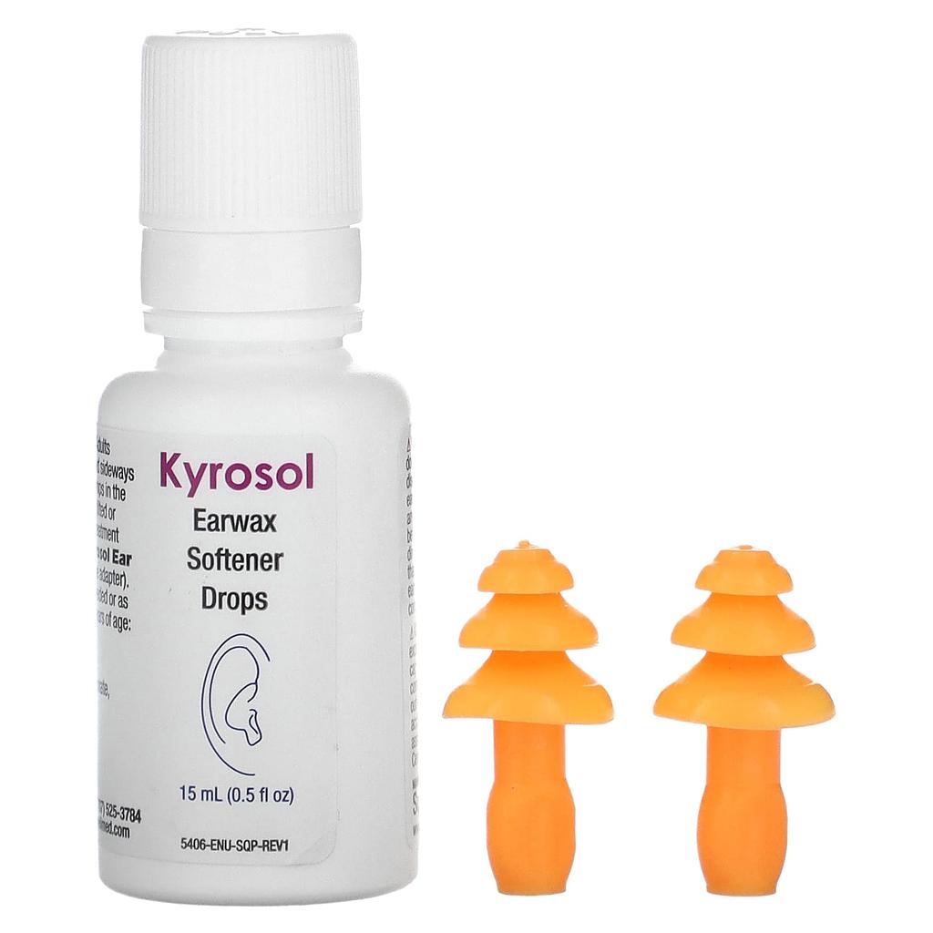 Kyrosol, Earwax Softener Drops, 15 Ml (0.5 Fl Oz) & 2 Soft Earplugs