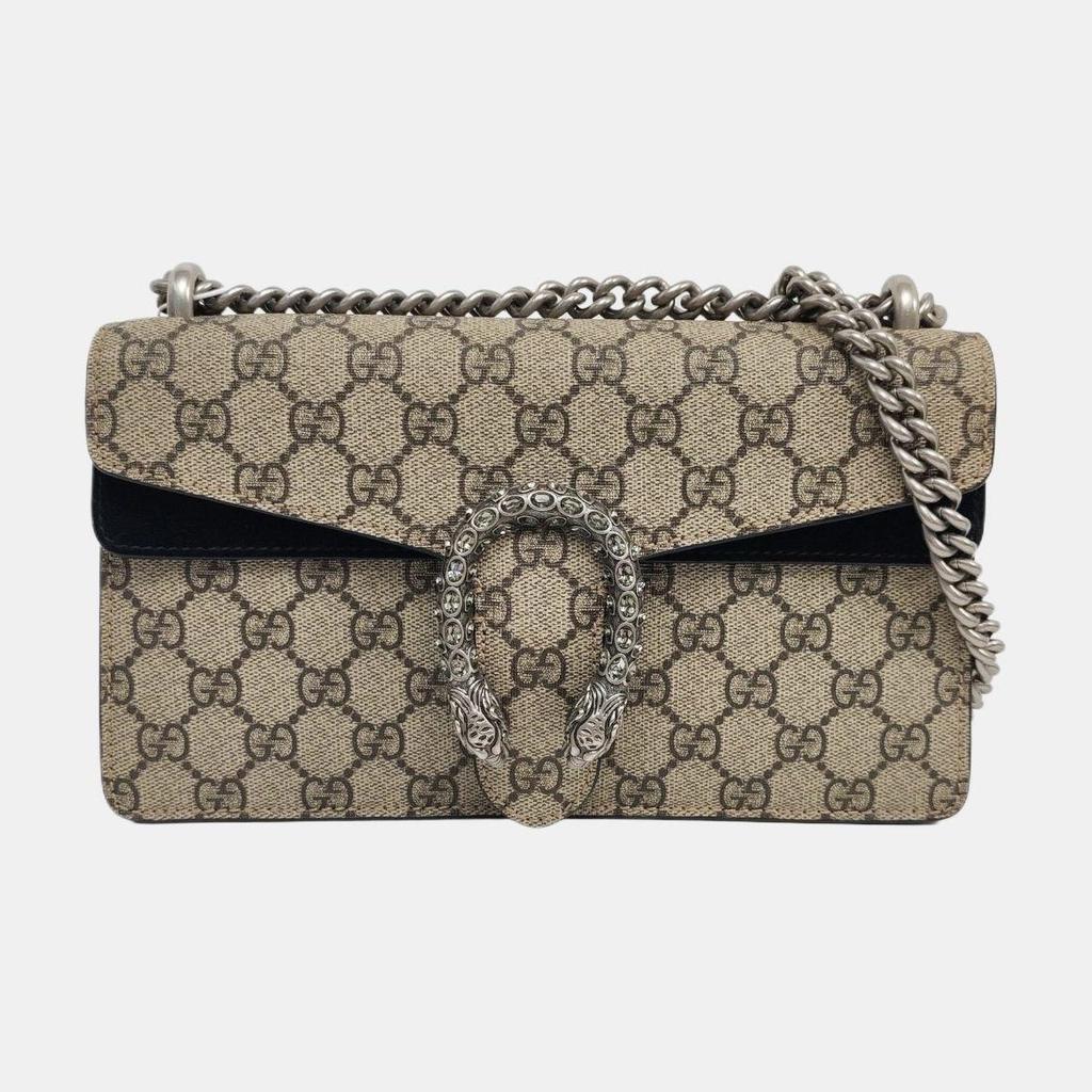[Pre-Owned] Dionysus Tiger Head Double G Monogram Canvas And Leather Flap Chain Bag - Excellent #1MYAZPE