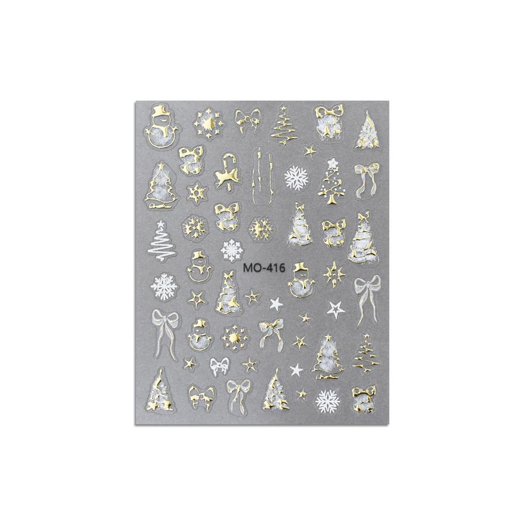 Gold Foil Christmas Snowflake Nail Stickers: 3D Embossed Self-Adhesive Nail Art Decorations