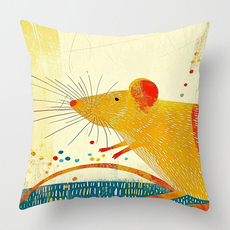 Față de pernă cu model geometric de animale 18x 18 inch față de pernă imprimată lavabilă la mașină decorare casă canapea 45x45cm