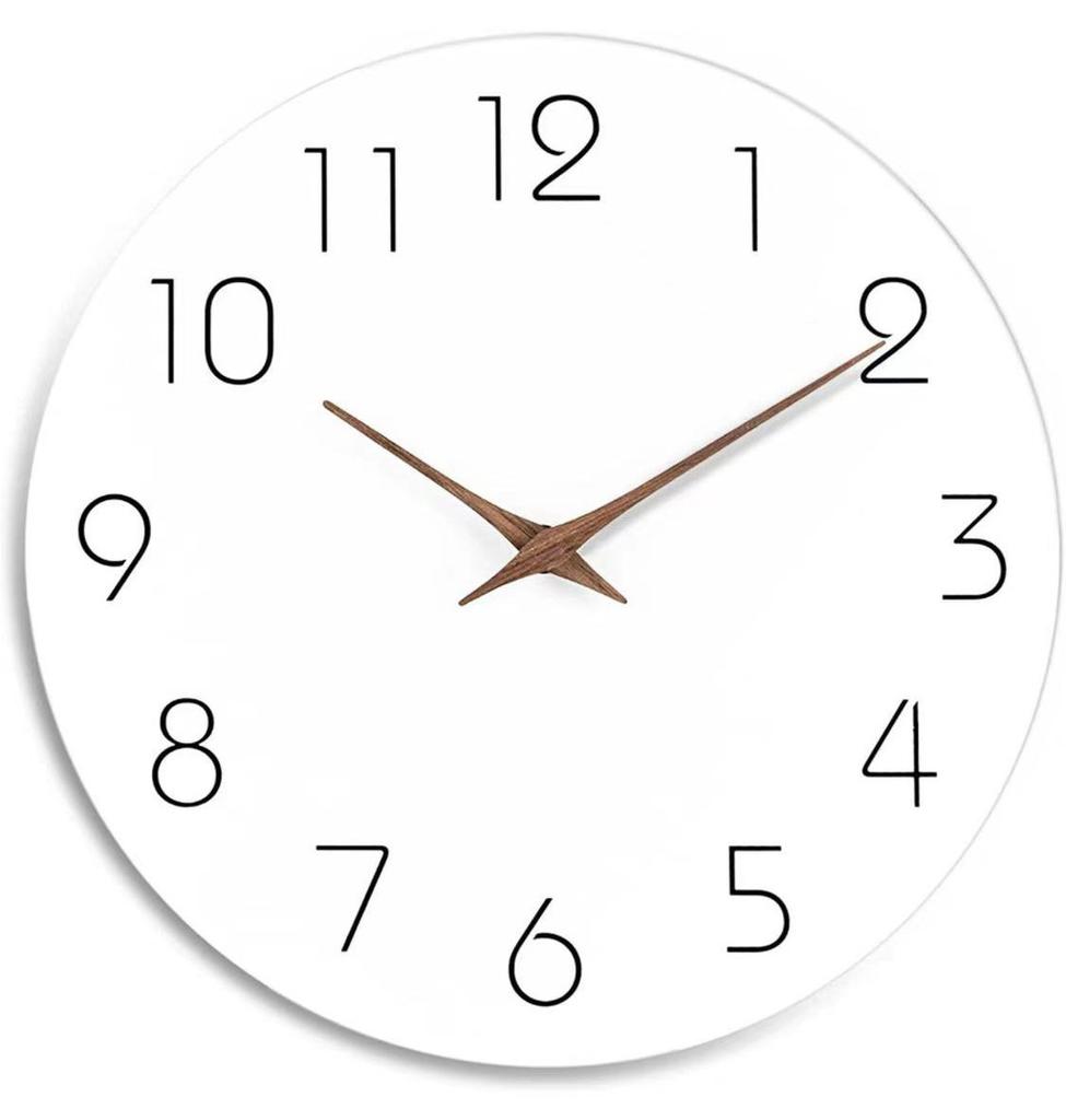 Simple Circular Wooden Wall Clock Quiet Batteryoperated Decor
