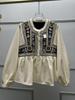 Camicia Larga Ricamata Francese Stile Bohemien con Maniche a Lanterna