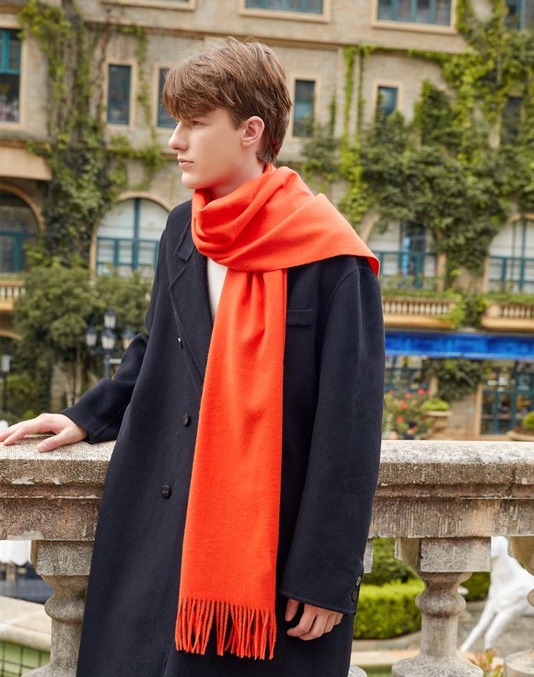 Men's and Women's High-End Wool Cashmere Scarf - Korean Style Solid Gray, Versatile Winter Accessory