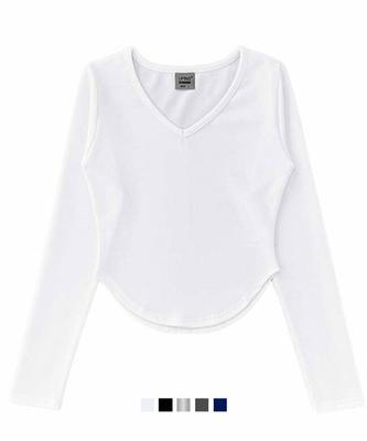 Yuping [Super Soft Tencel] Ndressy Slim V-Neck Long Sleeve T-Shirt