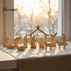 Wooden Christmas Nativity Scene Set 13Pcs Set, Mini Holy Family Figurines, Durable for Decoration Tabletop Manger Decorations Christan Indoor