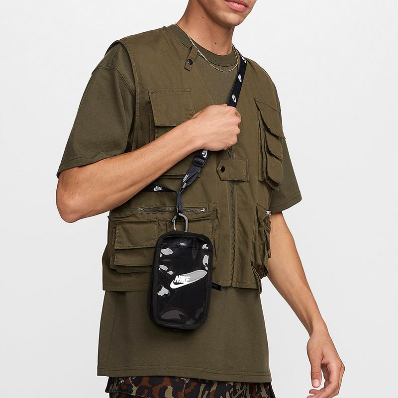 Nike Klubový Polyester Polyuretan Jednoramenná Crossbody Kapsička na Mobil Běžná Unisex Černá Ležérní HF3595-091