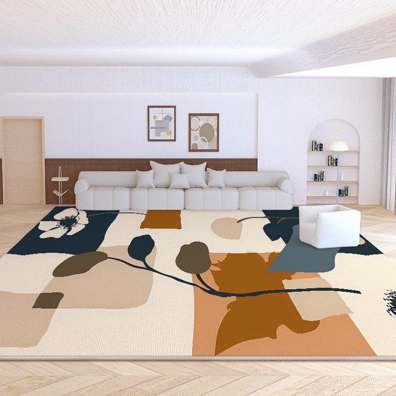 Französischer Schmutzabweisender, Pflegeleichter Velours-Schlingen-Teppich für Wohnzimmer & Schlafzimmer - Wasserdicht, Großer Flächenteppich