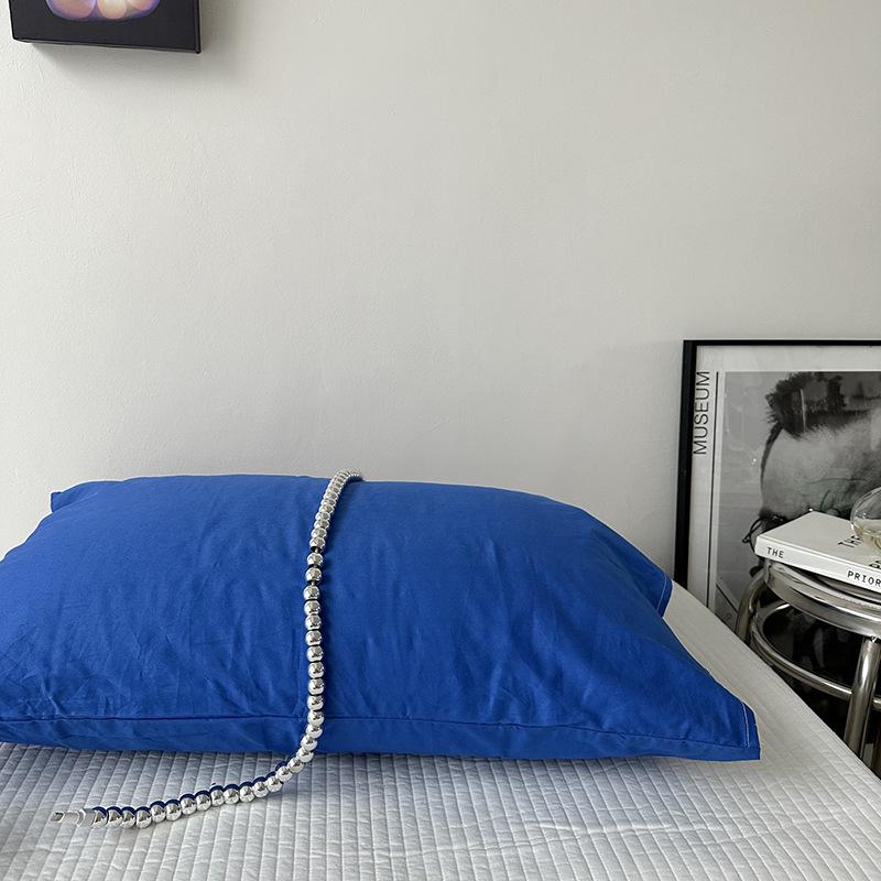 Solid Color Striped Pure Cotton Pillowcase (Single Piece)