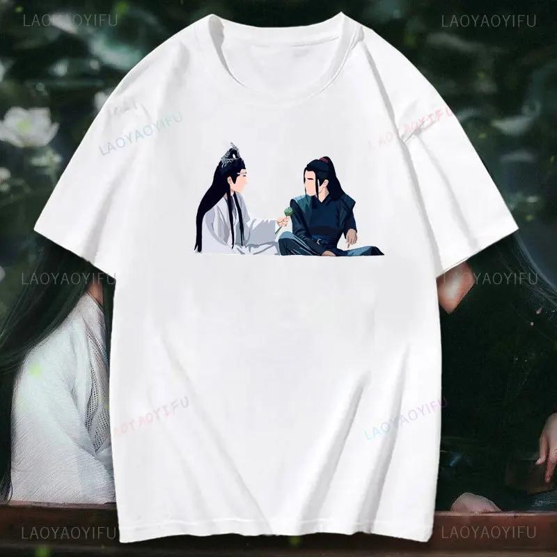 Le T-shirt Imprimé Indompté Mo Dao Zu Shi Shirt Wei Ying Hauts en Coton Tee Lan Wangji Shirt Wang Yibo Xiao Zhan Tee Yizhan T-shirt