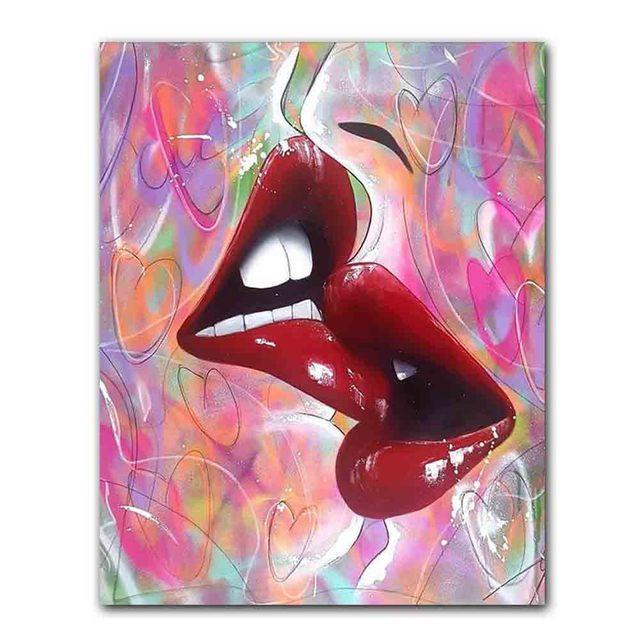 

Скандинавское граффити искусство мода холст живопись сексуальные губы постер офис настенная живопись гостиная спальня украшение дома фреска без рамки 21*30cm No Frame