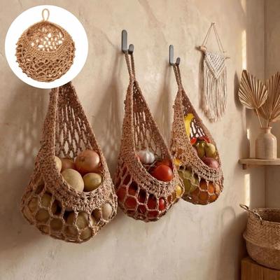 Wall Mount Wall Hanging Basket Hand Woven Vegetable Storage Basket  Home Storage
