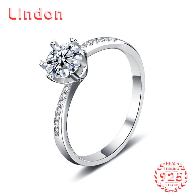 

Lindon женское классическое кольцо из стерлингового серебра 925 пробы с муассанитом женские ювелирные изделия свадебный подарок для вечеринки