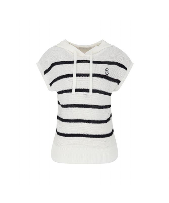 Visit In New York Hooded Sleeveless Knit Top (Va5Sk78) Ivory(22)/Fff