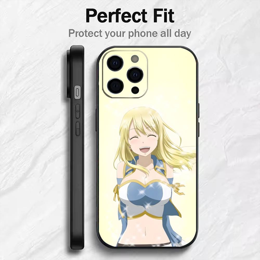 

Чехол для телефона Anime BeautY L-Lucy Heart-philia для iPhone 17, 16, 15, 14, 13, 12 Plus, Max, Мягкий силиконовый, Черный iPhone15