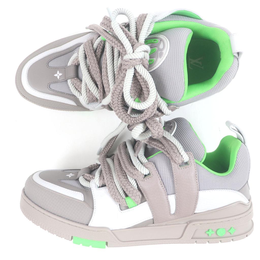Excellent LOUIS VUITTON Low Cut Sneakers LV Skate Line Dadd Sneakers Gray Leather Mens 9.5 Used