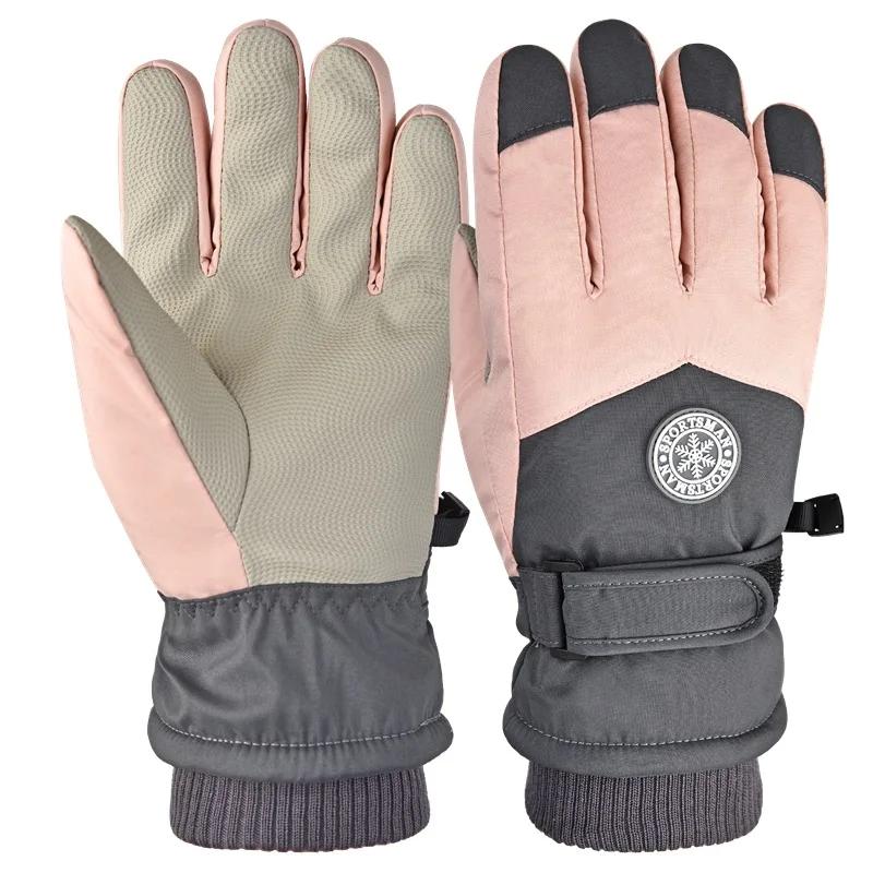 Winter warm cotton gloves with thick velvet for skiing cold protection outdoor cycling windproof antifreeze gloves for couples