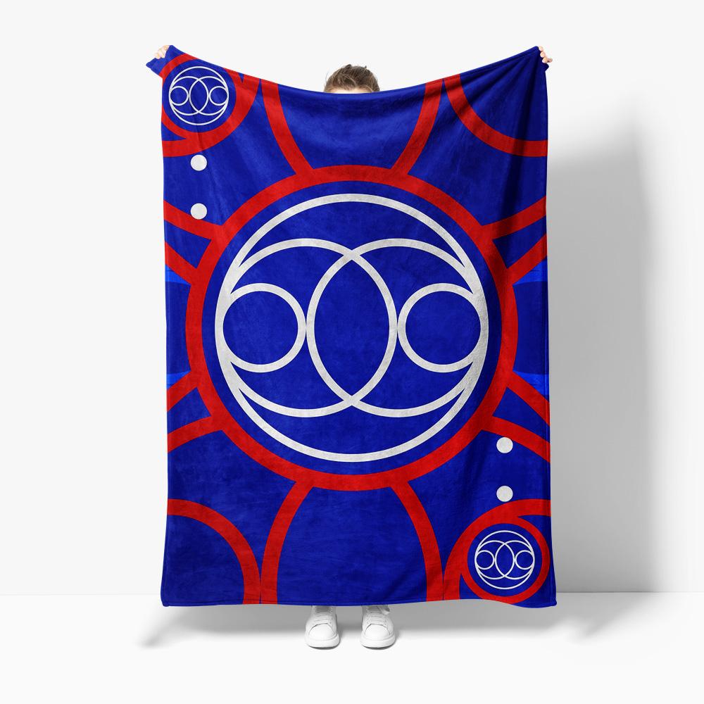 Blue Geometric Pattern Fleece Blanket Sofa Bed Throw Decorative Warm Soft Throw Blanket for Living Room Bedroom 75X95CM