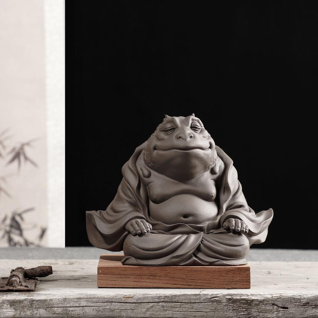Purple Clay Tea Pet Hand-made Purple Clay Toad Tea Pet Attract Wealth Toad Fairy To Raise Tea Platform Sculpture Zen Decoration