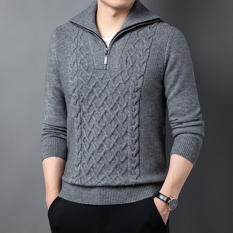 Herbst und Winter Neue Halb-high Neck Verdickt Dicke Nadel männer Pullover Zipper Lose Pullover Gestrickte Pullover Männer