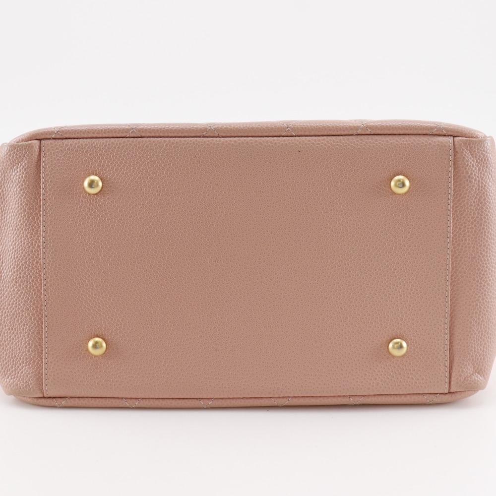 Chanel Matelasse COCO Mark Tote Bag A15688 Chain Tote Pink Caviar Skin Women Used