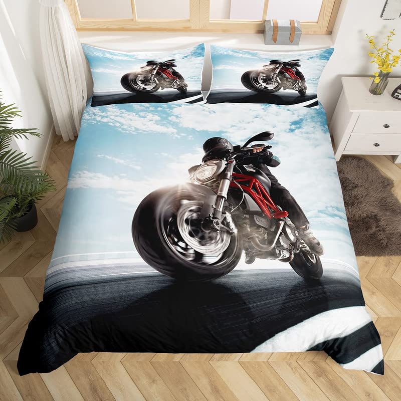 Dynetrekk for terrengsykkel Ekstremsport Sengetøysett Sykkelfører Dundyne Trekk Racing Dirt Bike Dynetrekk Twin Queen Size