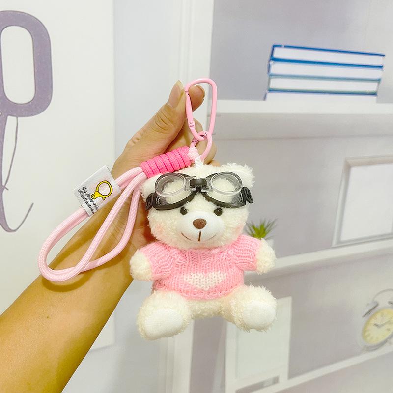 Cool Teddy Bear Plush Keychain Cute Stuffed Animal Pendant For Student School Bag Backpack Charm Accessory